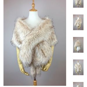 Pink Blush / Light Brown Faux Fur Stole